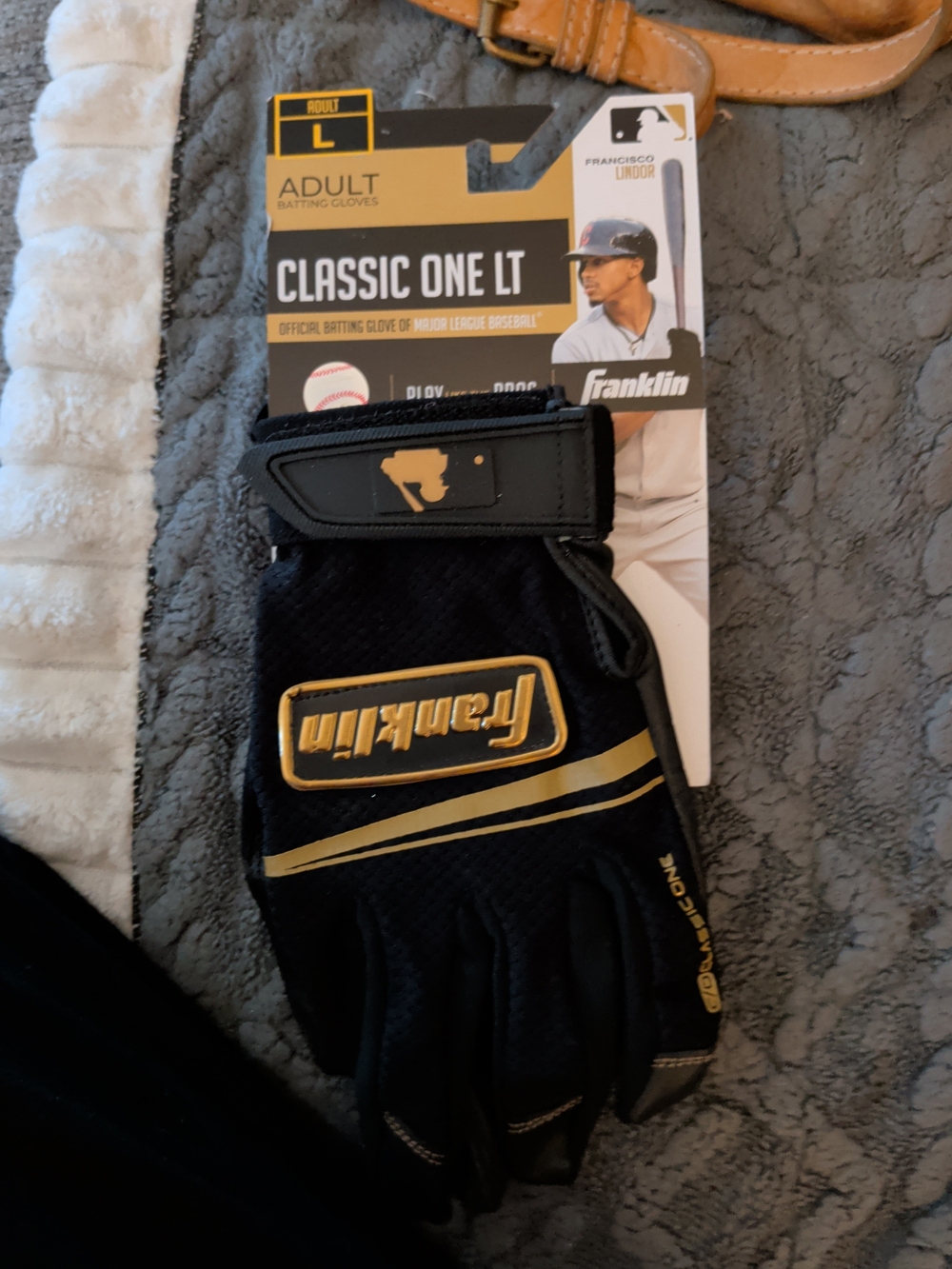 Franklin Classic L Adult  Men's Batting Gloves — Black/Gold New 2 Gloves